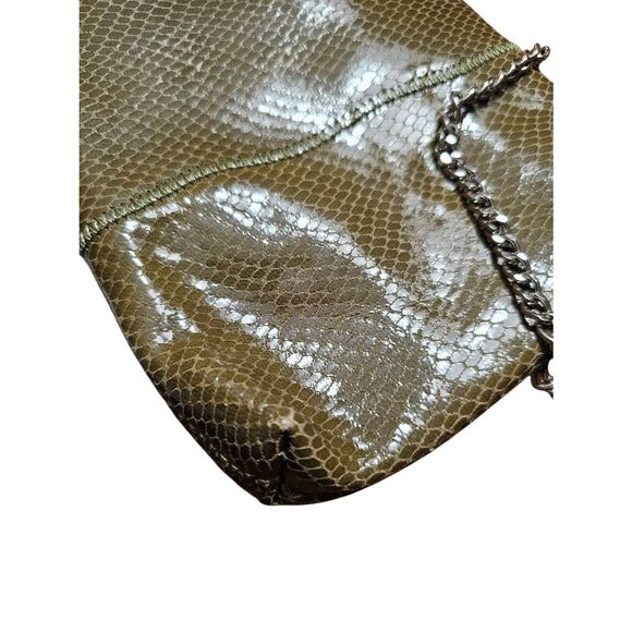 Chi by Carlos Falshi Olive Green Genuine Leather Lambskin Chain Strap Shoulder P - Picture 12 of 12